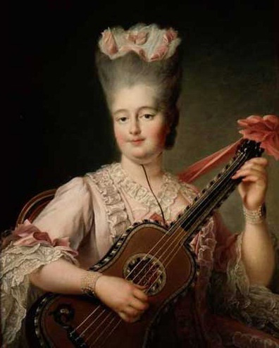 Francois-Hubert Drouais Madame Clotilde playing the guitar